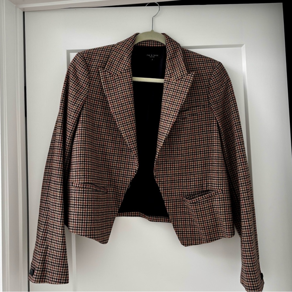 Rag & Bone Brown Houndstooth Blazer